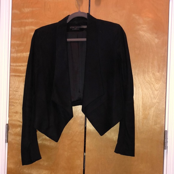 Alice and Olivia suede black cropped jacket sz s